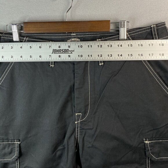 True Religion Cargo Pants Mens Size 34‎ x 32 Jet Black White Stitch 108335 NWT - Picture 8 of 11